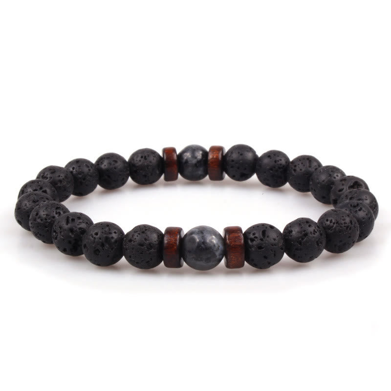 Olivenorma Natural Stone 8mm Wooden Beads Energy Men Bracelet - Obsidian&Lava Stone - image 21