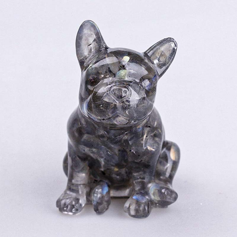 Olivenorma Natural Stone Puppy Decoration - Labradorite-Bulldog - image 27