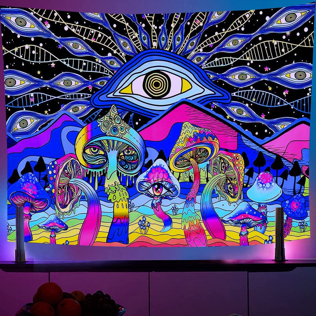 Olivenorma Dormitory Wall Purple Light Tapestry - Evil Eye & Mushroom - Flannel - 230*150cm - image 5