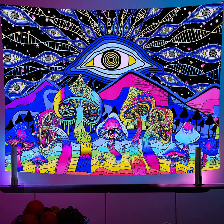 Olivenorma Dormitory Wall Purple Light Tapestry - Evil Eye & Mushroom - Flannel - 230*150cm - image 5