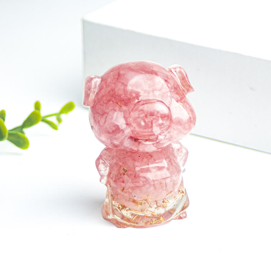Olivenorma Piggy Lucky Gemstone Decoration - Rose Quartz - image 9