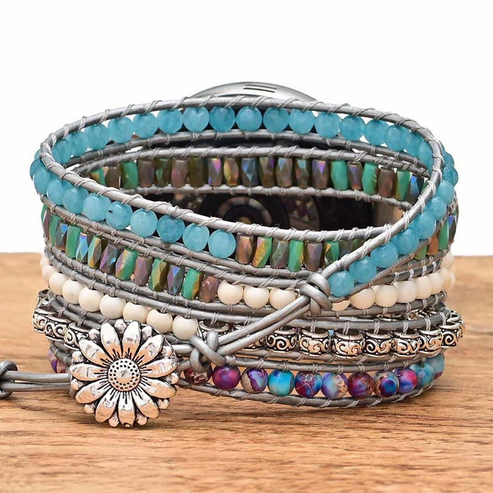 Olivenorma Aquamarine White Jade Samsung Strap Wrap Bracelet - image 1