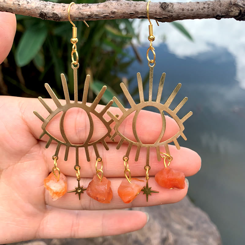 Olivenorma Evil Eye Tears Star Pendant Crystal Earrings - Red Agate - image 24