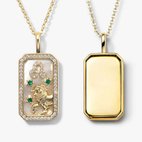 Olivenorma White Zircon 12 Zodiac Engraved Nameplate Necklace - Leo - image 6