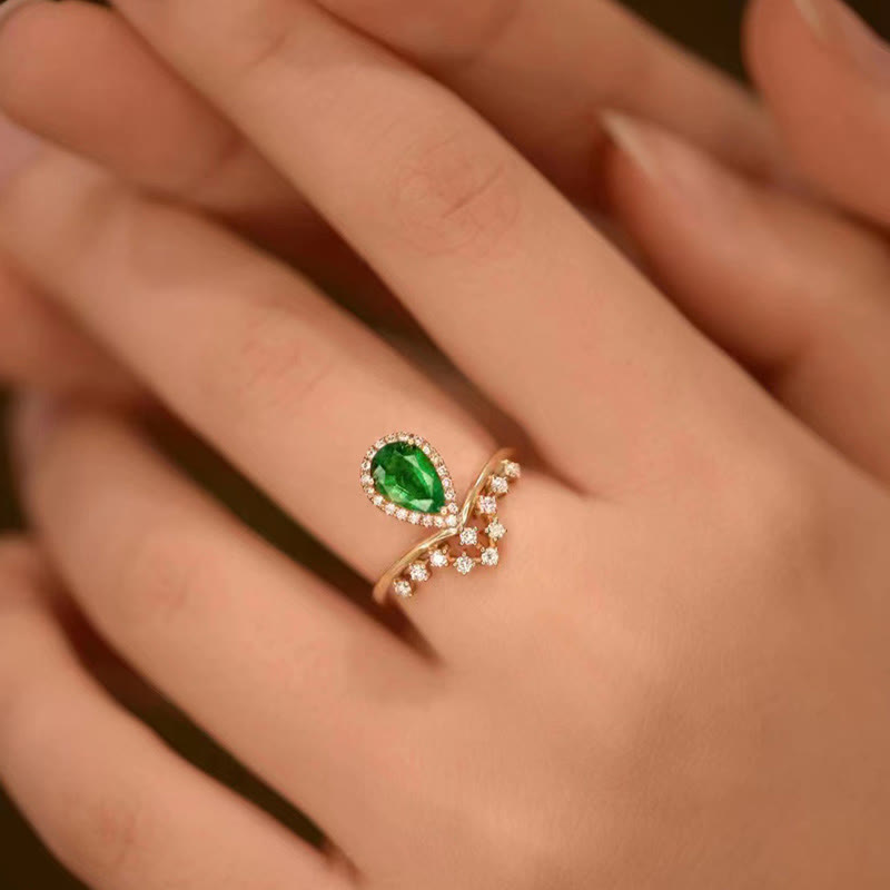 Olivenorma Dainty Emerald With Zircon Ring - image 2