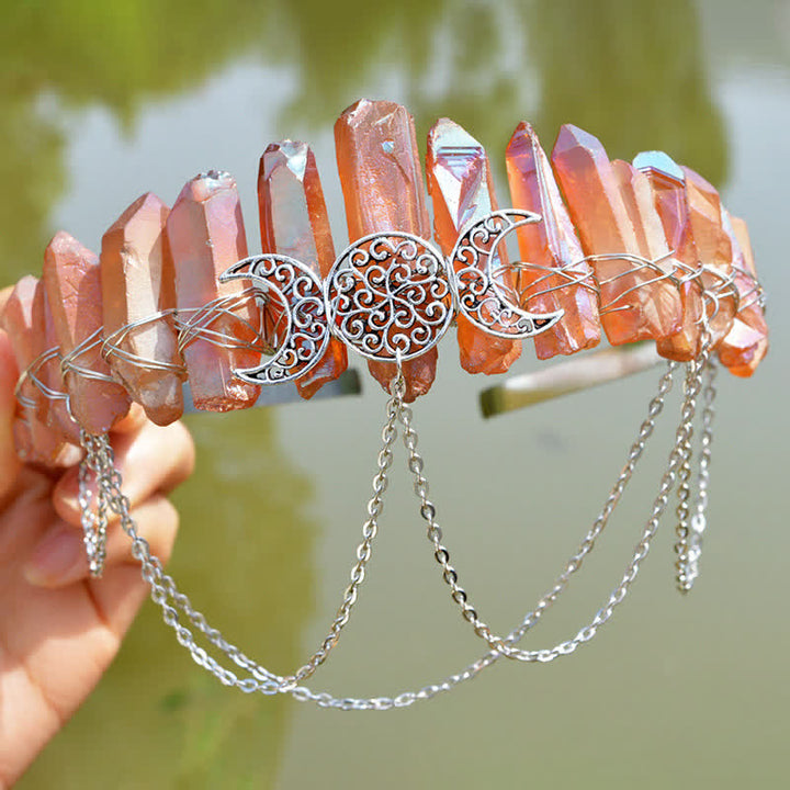 Olivenorma Cresent Moon Goddess Natural Crystal Crown - Carnelian - image 16