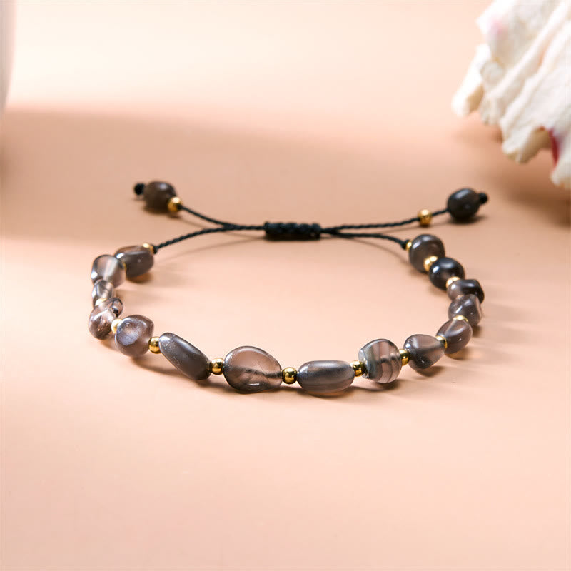 Olivenorma Natural Irregular Stone Beads Hand Woven Bracelet - Smoky Quartz - image 2