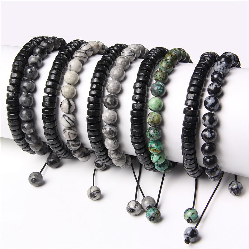 Olivenorma African Turquoise Snowflake Obsidian Double Beaded Bracelet - image 16