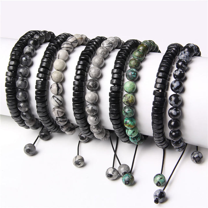 Olivenorma African Turquoise Snowflake Obsidian Double Beaded Bracelet - image 16