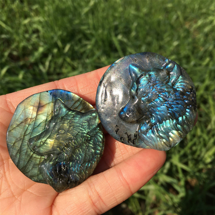 Olivenorma Natural Labradorite Wlof Totem Gemstone Decoration - image 8