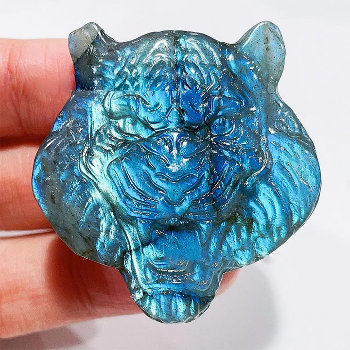 Olivenorma Natural Labradorite Moon Face Ornaments Gemstone Decoration - Tiger Head #Labradorite - image 14