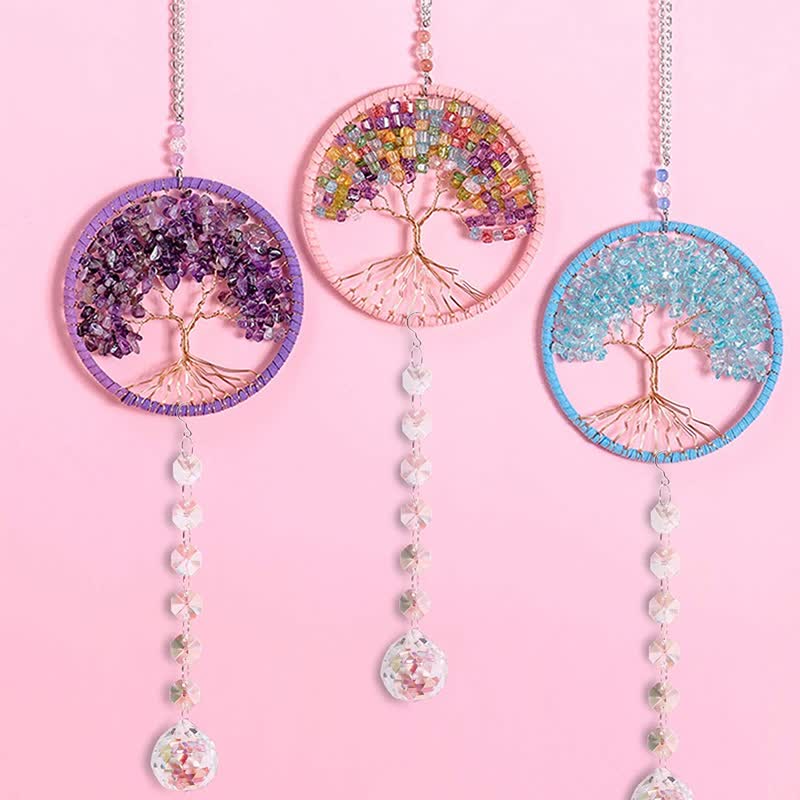 Tree of Life Crystal Suncatcher Dream Catcher - Aquamarine - image 5
