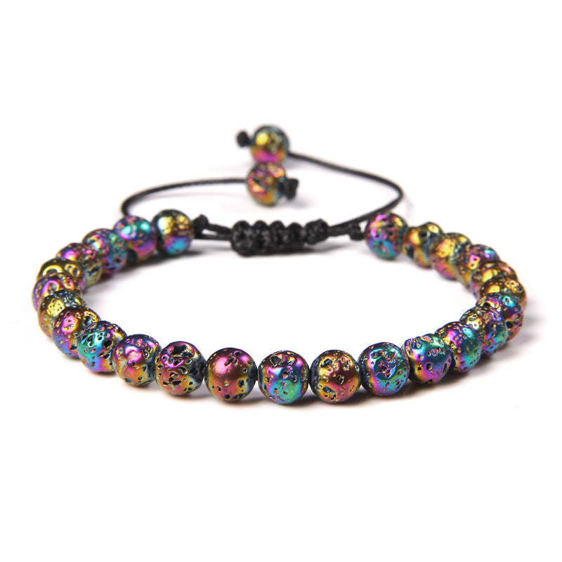 Olivenorma Natural 6mm Stone Beads Braided Wrap Bracelet - Plated Color Lava Stone - image 23