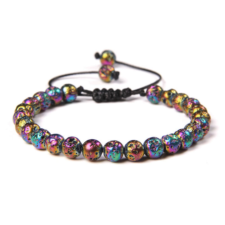 Olivenorma Natural 6mm Stone Beads Braided Wrap Bracelet - Plated Color Lava Stone - image 23