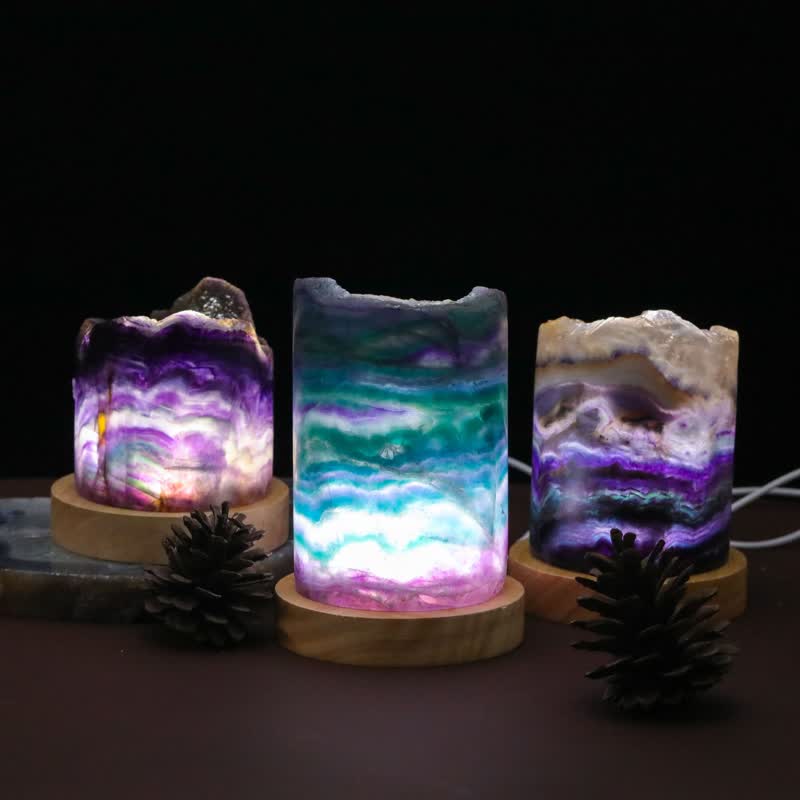 Olivenorma Natural Fluorite Cylinder Crystal Lamp - image 2