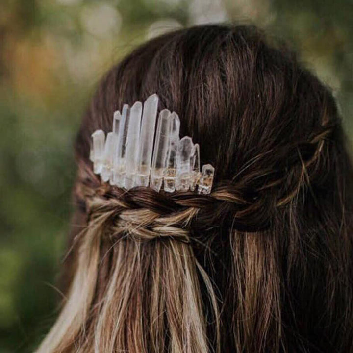 Natural Crystal U Shape Hair Comb Crystal Crown - Clear Crystal - image 0