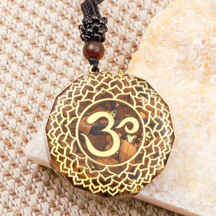 Olivenorma Tiger Eye OM Symbol Protection Necklace - image 4