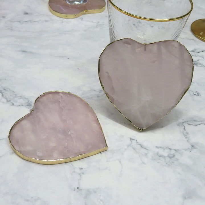 Olivenorma Rose Quartz Heart Shape Coaster Gemstone Decoration - image 8