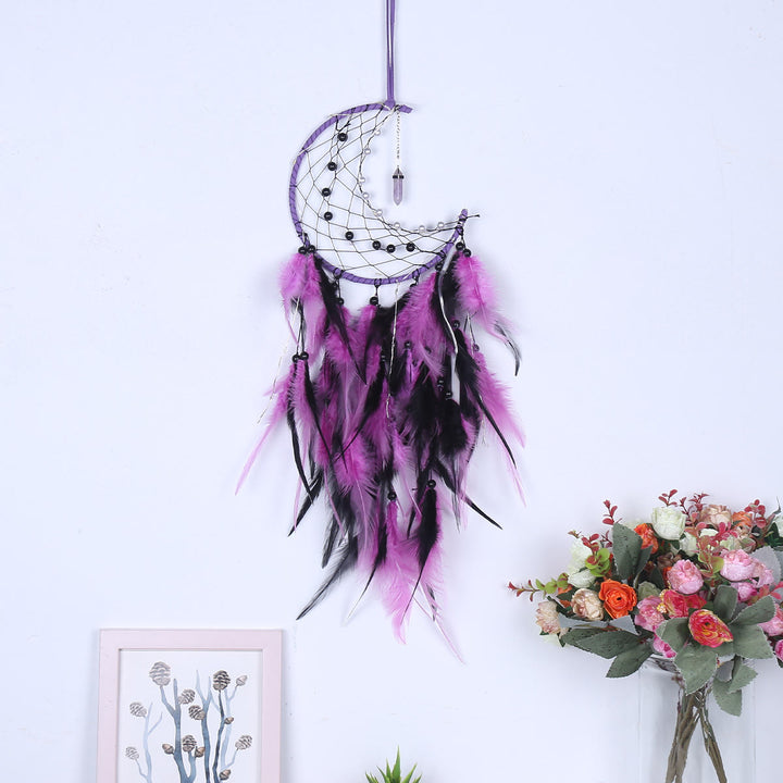 Olivenorma Amethyst Obsidian Moon Feather Dream Catcher - image 4