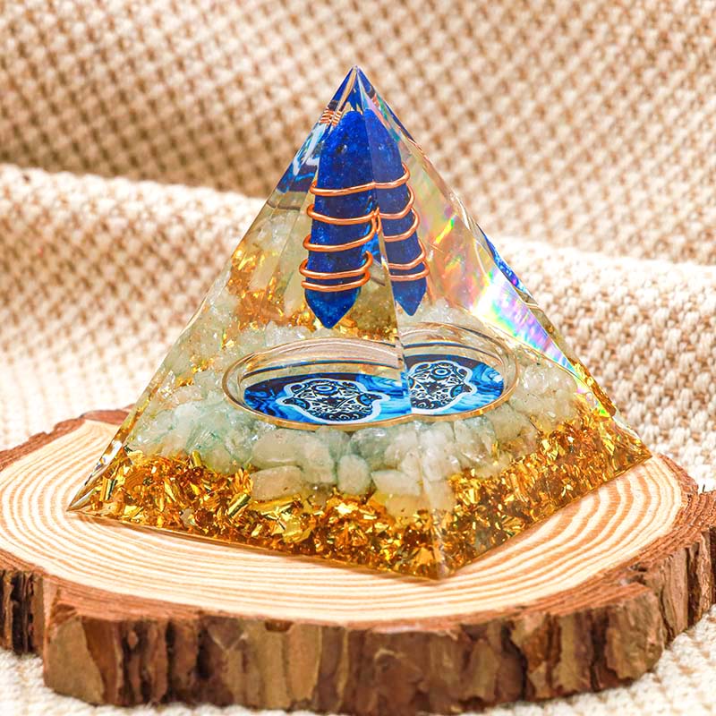 Olivenorma Lapis Lazuli Pillar Hamsa Energy Orgone Pyramid - image 1