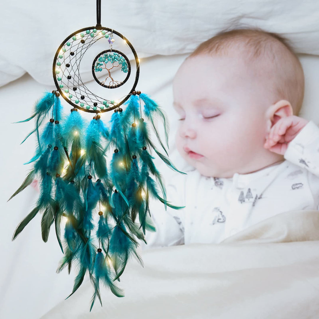 Olivenorma LED Turquoise Tree Of Life Feather Dream Catcher - image 5