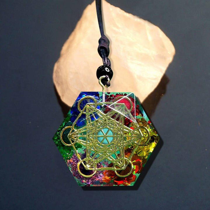Olivenorma Chakra Metatron's Cube Symbol Meditation Necklace - image 6