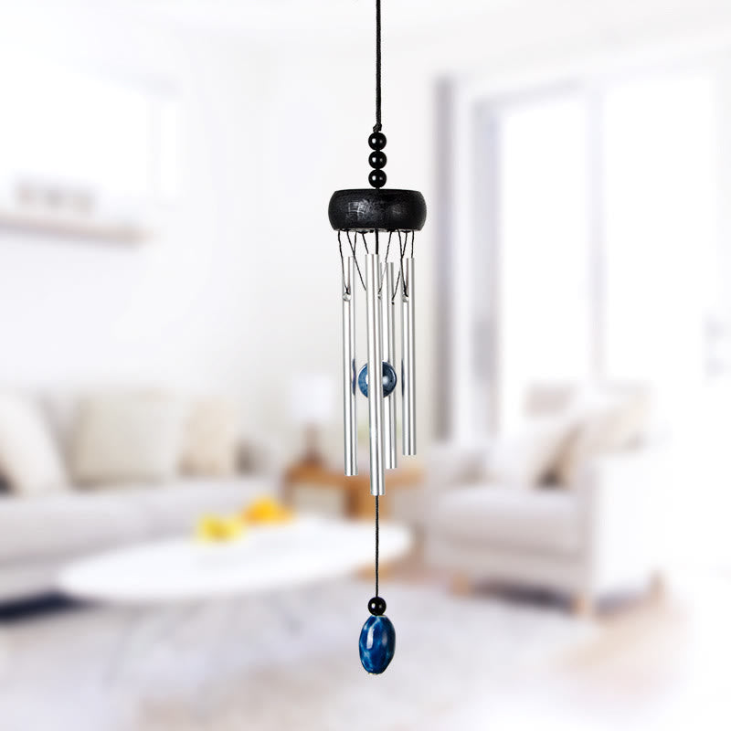 Olivenorma Solid Wood Aluminum Rod Natural Stone Wind Chime - Lapis Lazuli - image 5