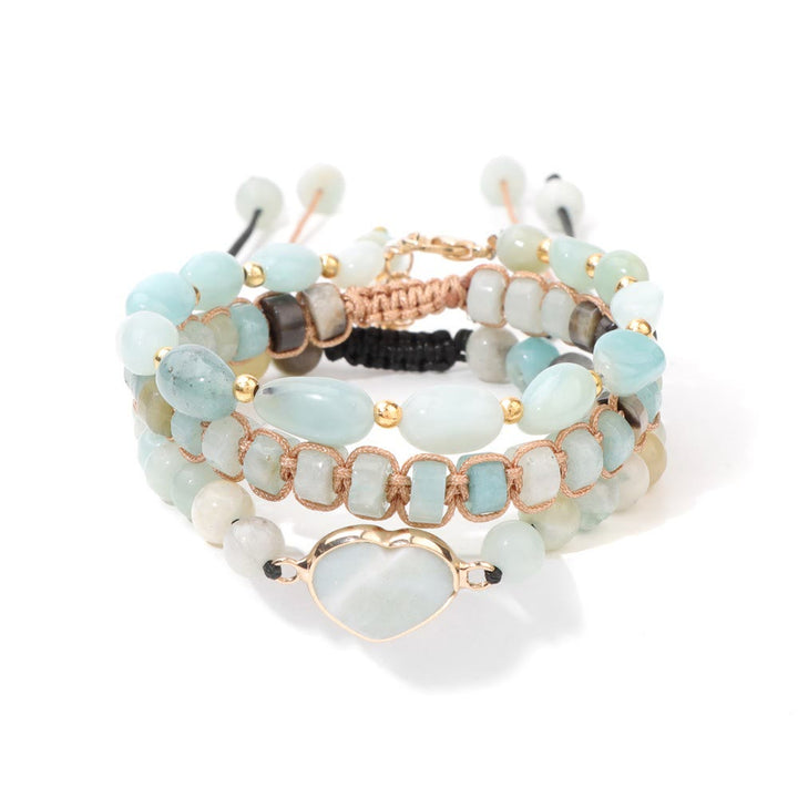 Olivenorma Handmade Rope Braided Heart Shape Pendant Bracelet - Amazonite - image 10