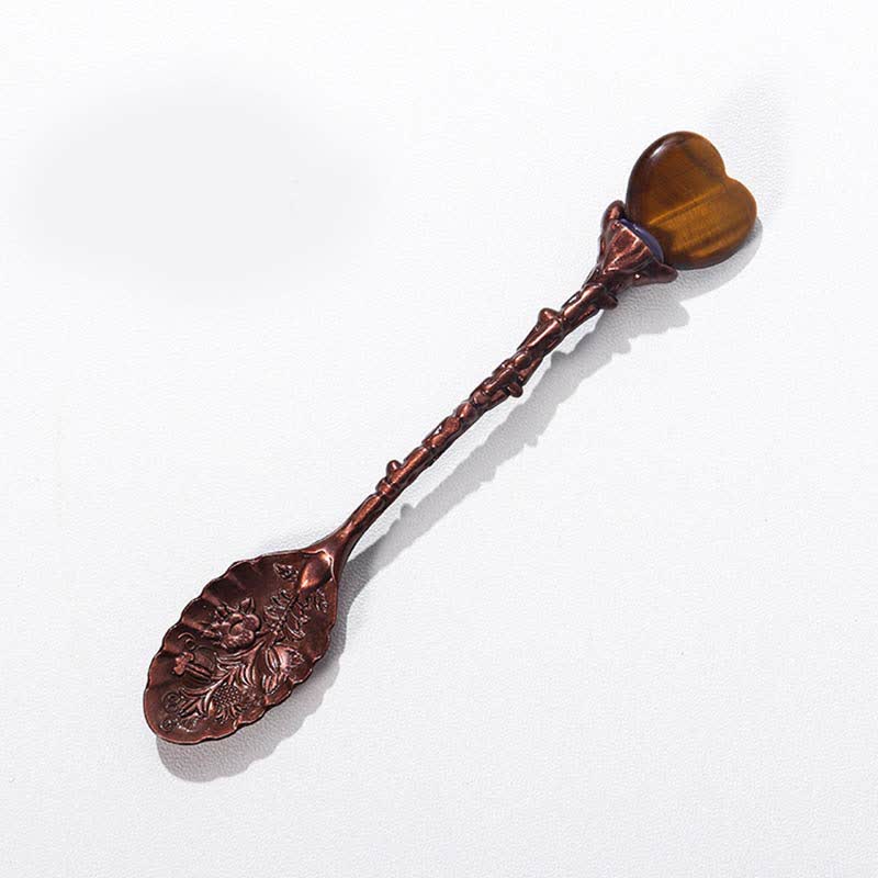 Olivenorma With Crystal Witches Herb Spoon Decoration - Heart#Tiger Eye - image 10