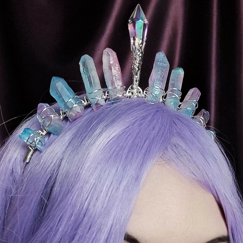 Olivenorma Pink Blue Titanium Quartz Crown with Crystal Centrepiece - image 1