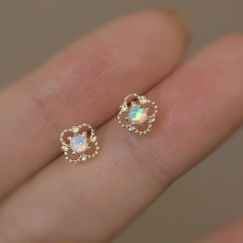 Olivenorma Delicate Vintage Opal Rhombic Earrings - image 3