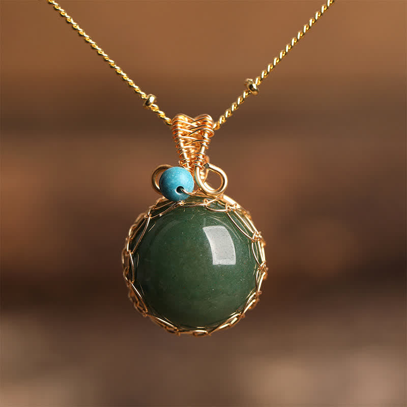 Olivenorma Delicate Natural Crystal Sphere Necklace - Green Aventurine - image 4
