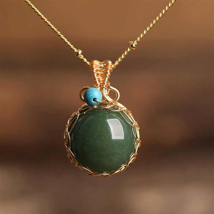 Olivenorma Delicate Natural Crystal Sphere Necklace - Green Aventurine - image 4