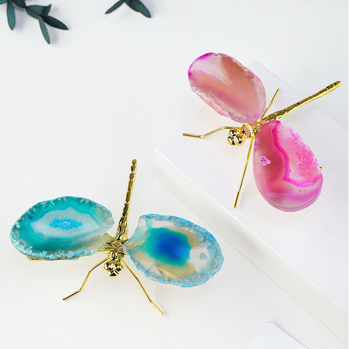 Olivenorma Natural Agate Slices Dragonfly Gemstone Decoration - image 9