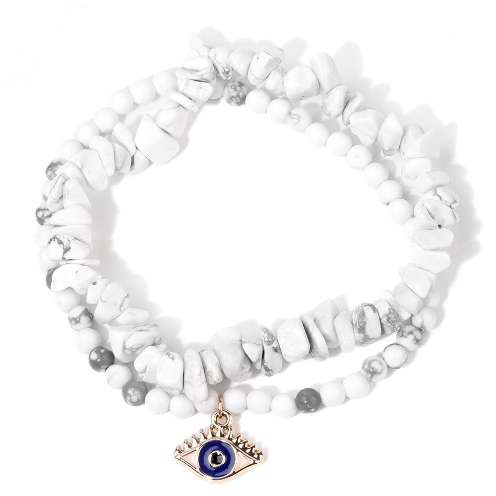 Olivenorma Evil Eye Pendant Double Layer Crystal Bracelet Set - Evil Eye&White Turquoise - image 8