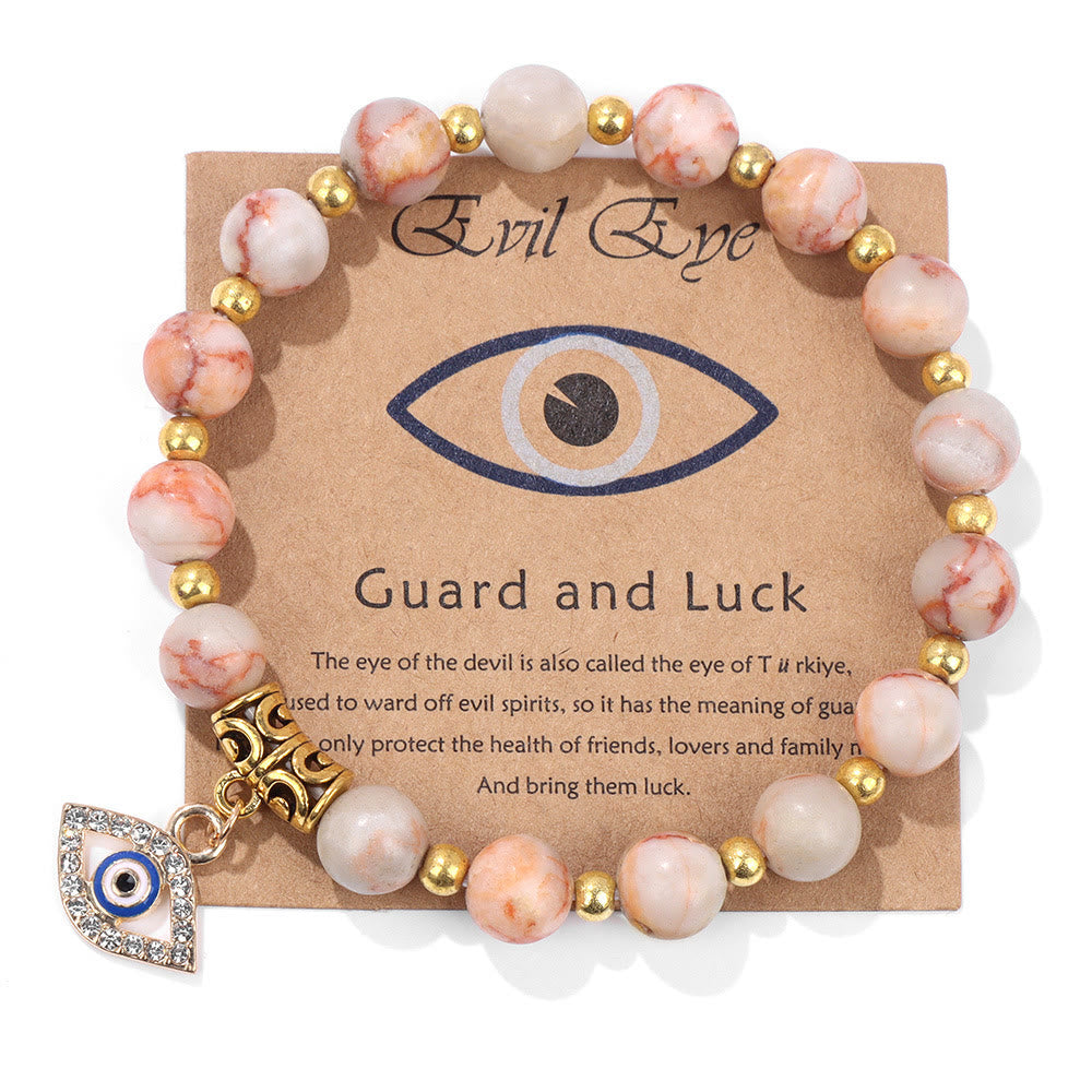 Olivenorma Natural Stone Bead Evil Eye Pendant Bracelet - Evil Eye&Rhodochrosite - image 12