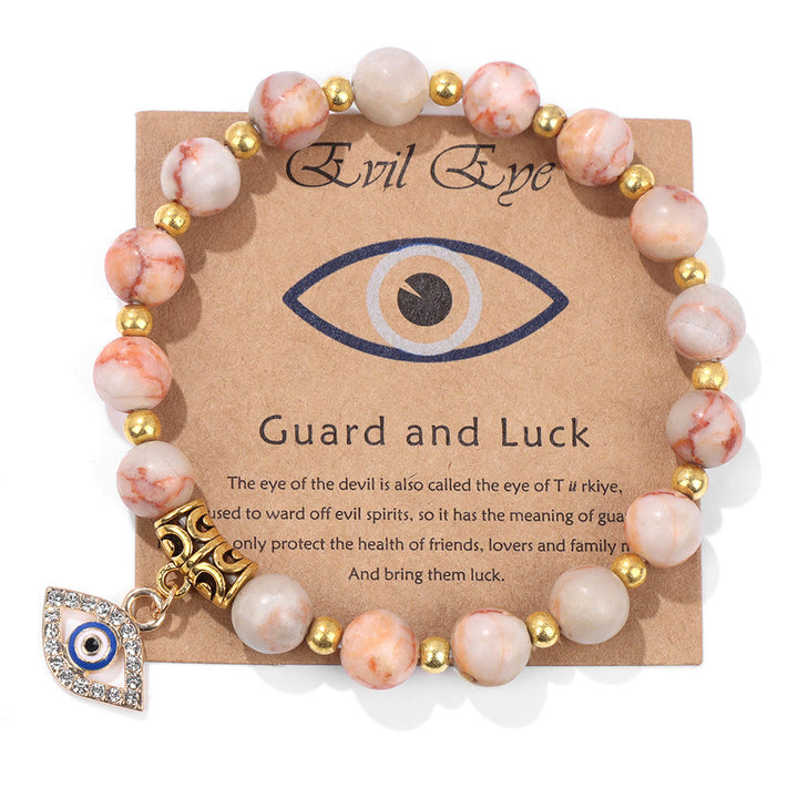 Olivenorma Natural Stone Bead Evil Eye Pendant Bracelet - Evil Eye&Rhodochrosite - image 12