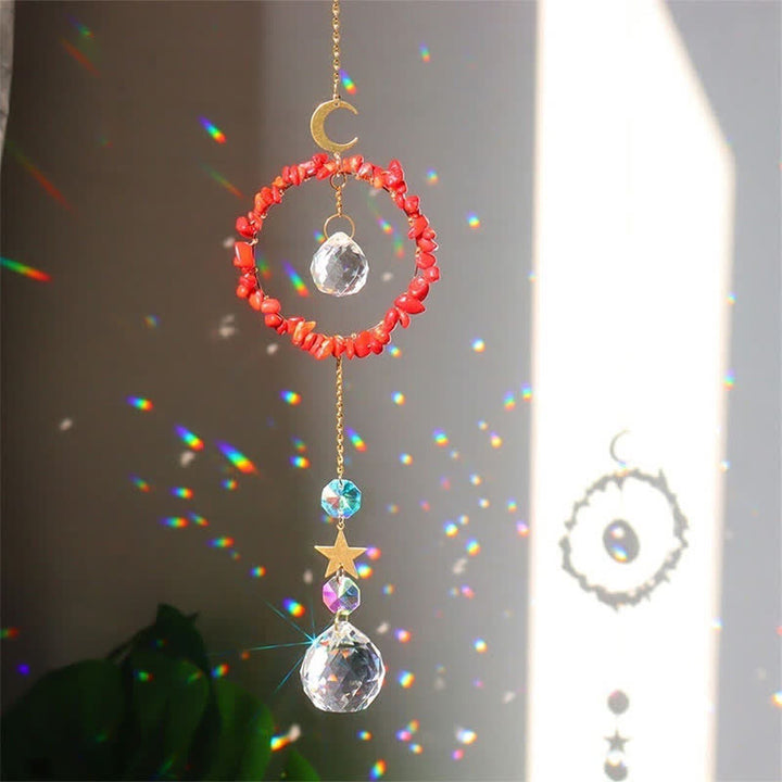 Olivenorma Crystal Circle Moon Healing Suncatcher - Red Coral - image 17