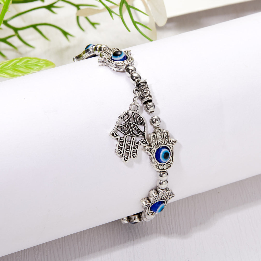 Olivenorma Evil Eye Hamsa Pendant Epoxy Zircon Bracelet - image 3