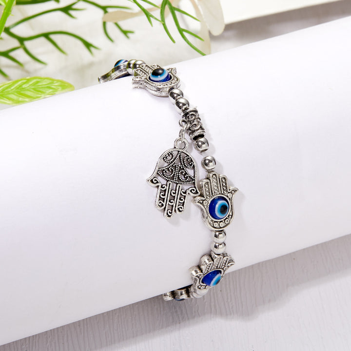 Olivenorma Evil Eye Hamsa Pendant Epoxy Zircon Bracelet - image 3