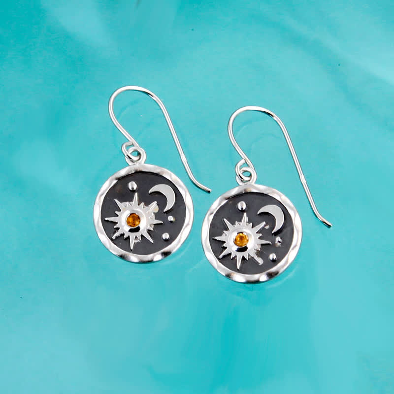Olivenorma Bohemia Citrine Sun And Cresent Moon Earrings - image 1