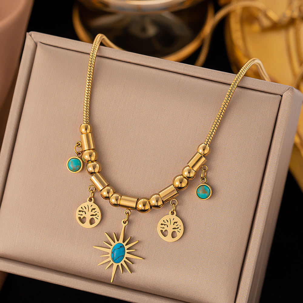 Olivenorma Gilded Turquoise Evil Eye Fantasy Wrap Bracelet Necklace - Turquoise&Tree of Life&Star - image 5