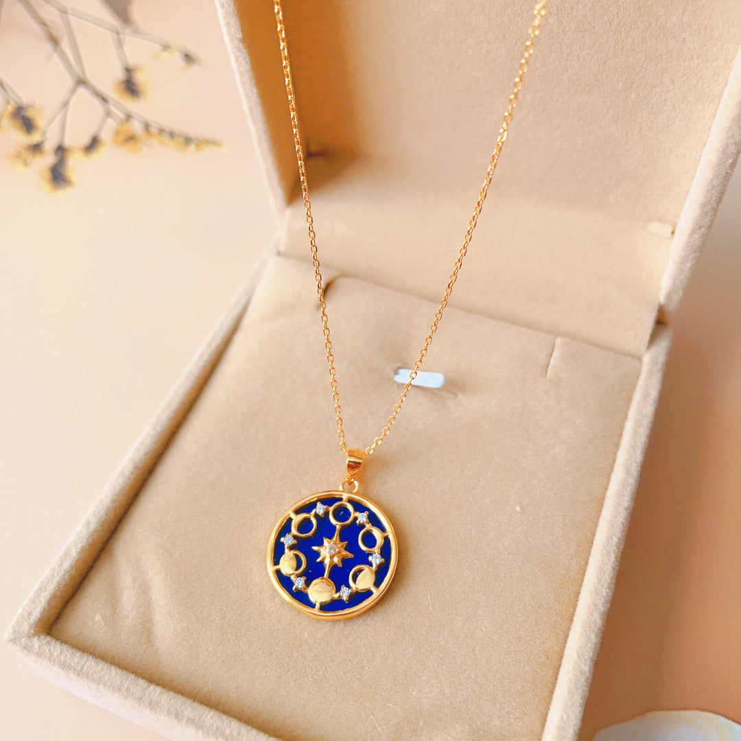 Olivenorma Lapis Lazuli Moon Phase Eight Awn Star Necklace - image 7