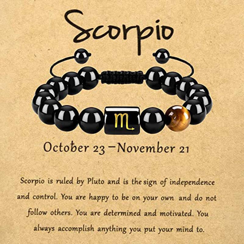 Olivenorma Tiger Eye With Obsidian Zodiac Bracelet - Scorpio - image 8