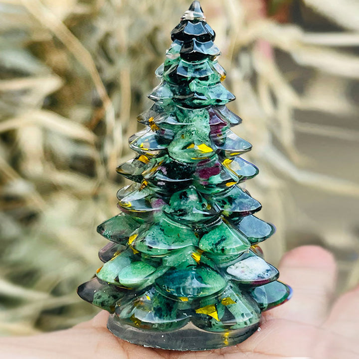 Olivenorma Multi-Color Natural Crystal Christmas Tree Gemstone Decoration - Green King Stone - image 7