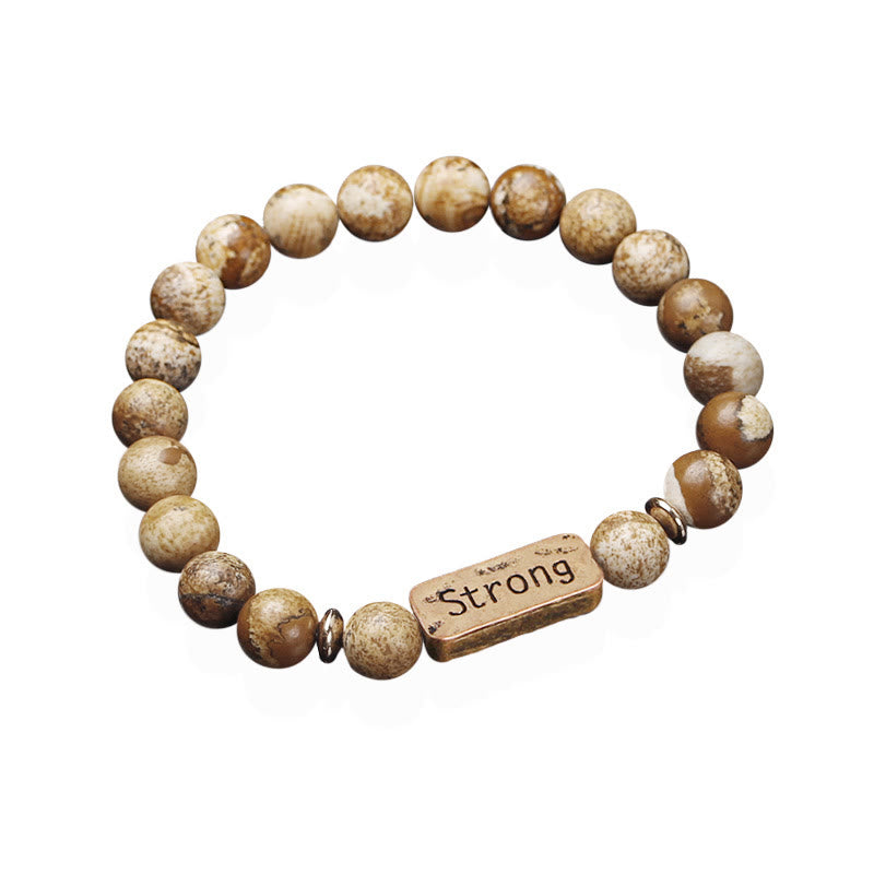 Olivenorma Natural Gemstone Strong Engraving Bracelet - Picture Jasper - image 1
