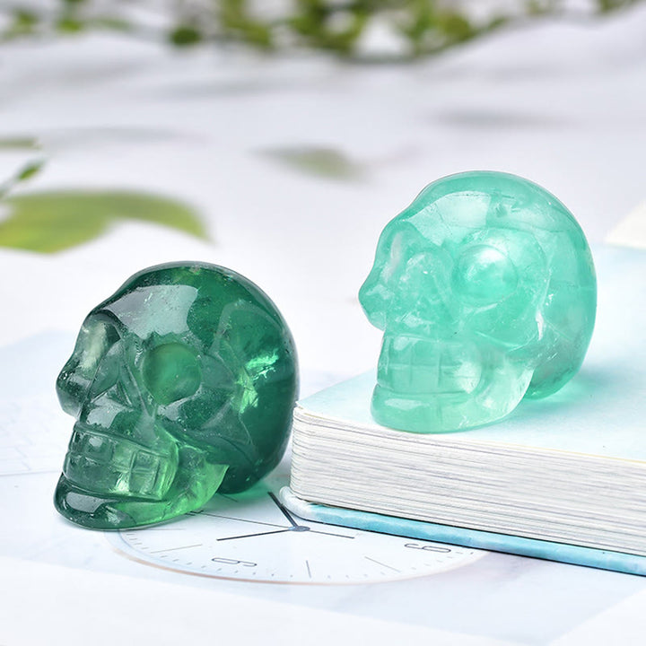 Olivenorma Crystal Engraved Skull Crafts Gemstone Decoration - Fluorite - image 39