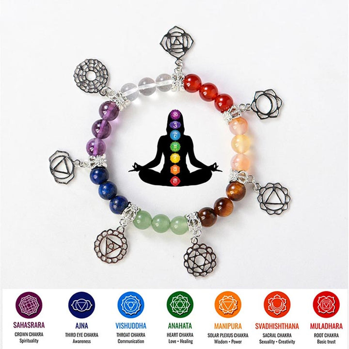Natural Gemstone Seven Chakra Yoga Bracelet - image 0