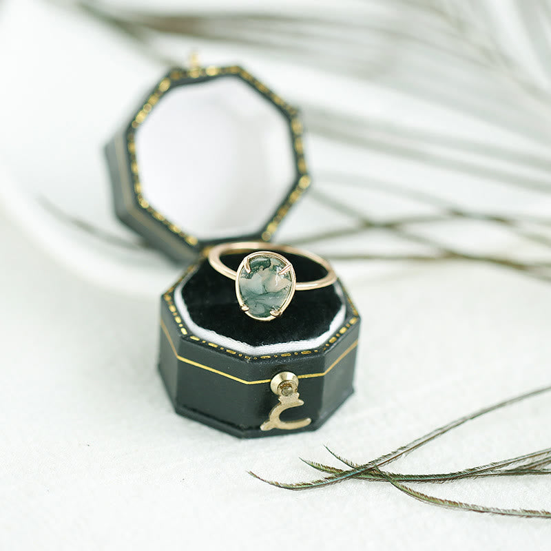 Olivenorma Natural Oval Moss Agate 925 Silver Ring - 8 - image 0