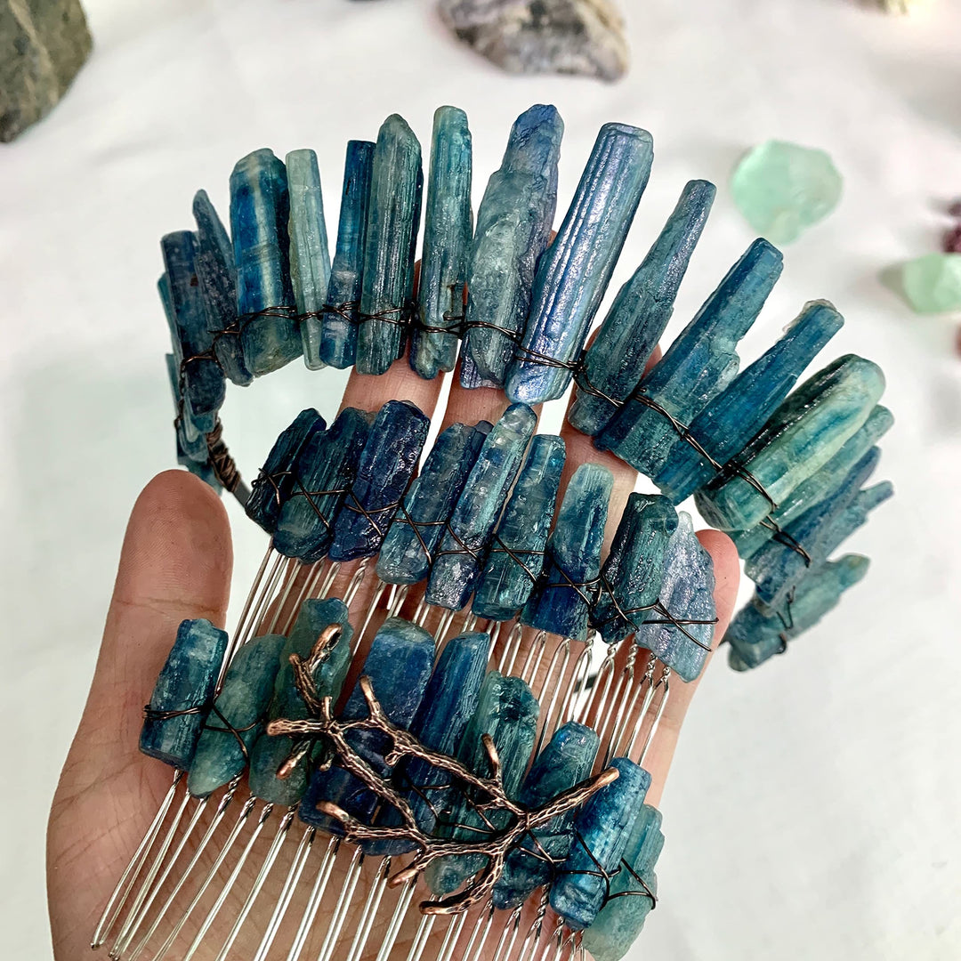 Olivenorma Natural Kyanite Crown Headband Hair Comb Jewelry - image 0